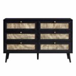Rattan Chest of 6 Drawers – Black - Image 9