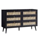Rattan Chest of 6 Drawers – Black - Image 10