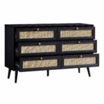 Rattan Chest of 6 Drawers – Black - Image 7