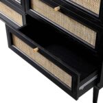 Rattan Chest of 6 Drawers – Black - Image 4