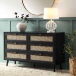 Rattan Chest of 6 Drawers – Black - Image 2
