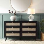 Rattan Chest of 6 Drawers – Black