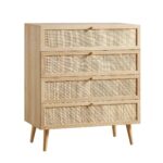 Rattan Tall Chest of 4 Drawers – Natural - Image 7