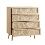 Rattan Tall Chest of 4 Drawers – Natural - Image 6