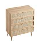 Rattan Tall Chest of 4 Drawers – Natural - Image 4