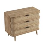 Curved Rattan Chest of 3 Drawers – Natural - Image 13
