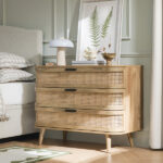 Curved Rattan Chest of 3 Drawers – Natural