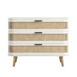 Curved Rattan Chest of 3 Drawers – White - Image 5