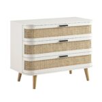 Curved Rattan Chest of 3 Drawers – White - Image 3