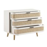 Curved Rattan Chest of 3 Drawers – White - Image 4