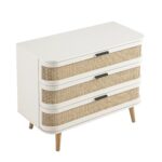 Curved Rattan Chest of 3 Drawers – White - Image 12
