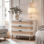 Curved Rattan Chest of 3 Drawers – White - Image 2