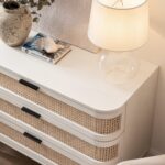 Curved Rattan Chest of 3 Drawers – White - Image 9