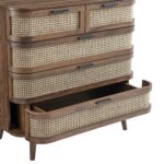 Curved Rattan Chest of 5 Drawers – Walnut - Image 8
