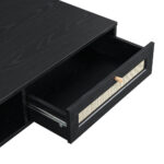 Black Rattan Wooden Coffee Table – Handcrafted Cane & Solid Wood Centre Table for Living Room - Image 4