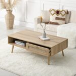 Natural Rattan Wooden Coffee Table - Image 2