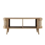 Natural Curved Rattan Coffee Table – Handwoven Cane Centre Table for Living Room - Image 3