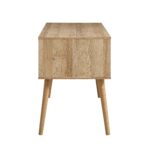 Rattan 2-Door Wooden Desk – Spacious Study & Work Table with Storage - Image 5