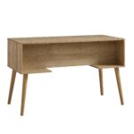 Rattan 2-Door Wooden Desk – Spacious Study & Work Table with Storage - Image 6