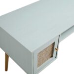 Rattan 2-Door Wooden Desk – Modern Study & Work Table with Spacious Storage - Image 8