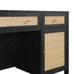 Black Rattan 3-Drawer Wooden Desk – Premium Study & Work Table with Ample Storage - Image 10