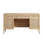 Rattan 3-Drawer Wooden Desk – Premium Study & Work Table with Ample Storage - Image 9