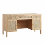 Rattan 3-Drawer Wooden Desk – Premium Study & Work Table with Ample Storage - Image 7