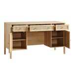 Rattan 3-Drawer Wooden Desk – Premium Study & Work Table with Ample Storage - Image 6