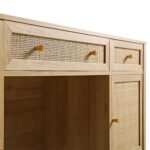 Rattan 3-Drawer Wooden Desk – Premium Study & Work Table with Ample Storage - Image 11