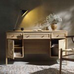 Rattan 3-Drawer Wooden Desk – Premium Study & Work Table with Ample Storage - Image 2