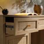 Rattan 3-Drawer Wooden Desk – Premium Study & Work Table with Ample Storage - Image 8