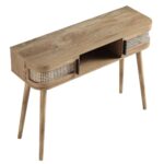 Curved Rattan 2-Door Console Table in Natural Finish - Image 9