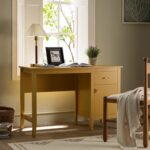 Rattan Yellow Writing Desk – Stylish Wooden Study & Work Table with Natural - Image 2