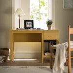 Rattan Yellow Writing Desk – Stylish Wooden Study & Work Table with Natural - Image 13