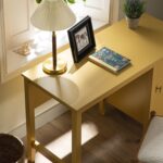 Rattan Yellow Writing Desk – Stylish Wooden Study & Work Table with Natural - Image 10