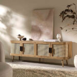 Curved Rattan 160cm Wide TV Unit – Natural Finish - Image 2