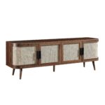 Rattan 160cm Wide TV Unit – Walnut Finish - Image 8
