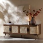 Rattan 160cm Wide TV Unit – Walnut Finish - Image 9