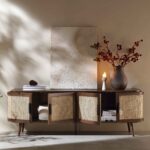 Rattan 160cm Wide TV Unit – Walnut Finish - Image 2