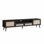 Rattan 200cm Wide TV Unit – Matte Black Finish - Image 6