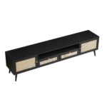 Rattan 200cm Wide TV Unit – Matte Black Finish - Image 5
