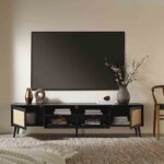 Rattan 200cm Wide TV Unit – Matte Black Finish - Image 8