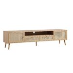 Rattan 200cm Wide TV Unit – Natural Wood Finish - Image 4