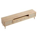 Rattan 200cm Wide TV Unit – Natural Wood Finish - Image 9