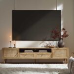 Rattan 200cm Wide TV Unit – Natural Wood Finish