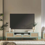 Rattan 200cm Wide TV Unit – Refreshing Mint Finish