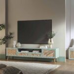 Rattan 200cm Wide TV Unit – Refreshing Mint Finish - Image 5