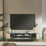 Rattan 200cm Wide TV Unit – Refreshing Mint Finish - Image 2