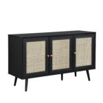 Black Rattan 3-Door Sideboard – Hand-Woven Cane Elegance - Image 5
