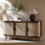 Curved Rattan Large 3-Door Sideboard – Premium Walnut Finish - Image 2